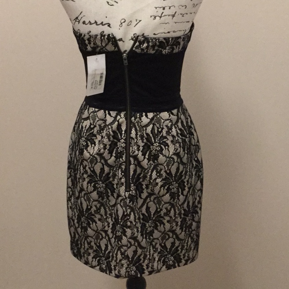 Miha black lace with underlay strapless mini dress - Picture 4 of 8